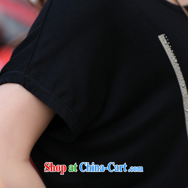 2014 XL thick MM summer T-shirts short sleeve round neck relaxed, long T-shirt women T-shirt black XXXXL, Biao (BIAOSHANG), shopping on the Internet