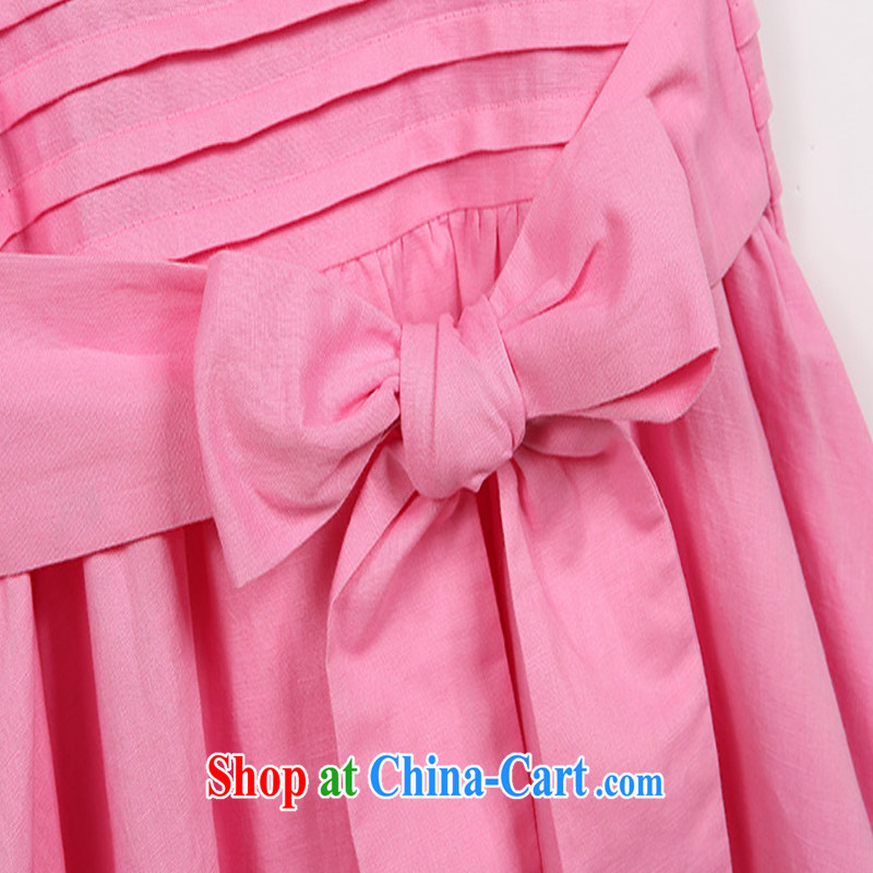 Tang year Korean version of the greater code female new summer, thick mm round-collar short-sleeve cotton facade the small fresh-waist dress pink/1739 XL 4 165 - 175 jack, Tang, and shopping on the Internet