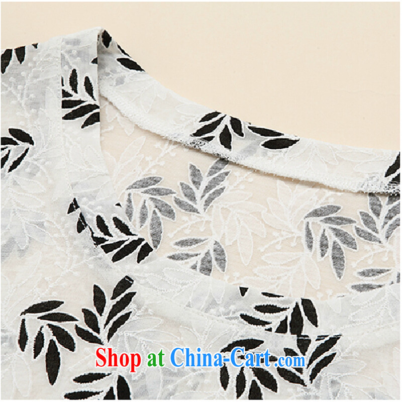 Tang - the United States and Europe, female summer new thick mm stylish leaf jacquard short-sleeved T shirt + shorts package white + Black trousers/ZL 275 XL 2 135 - 145 jack, Tang, and shopping on the Internet