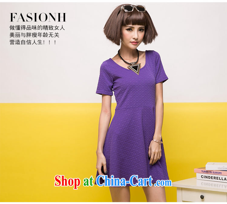 The honey and diverse new summer mm thick larger female American wind graphics thin beauty round-collar short-sleeve 100 hem dresses women 8754 purple XL pictures, price, brand platters! Elections are good character, the national distribution, so why buy now enjoy more preferential! Health