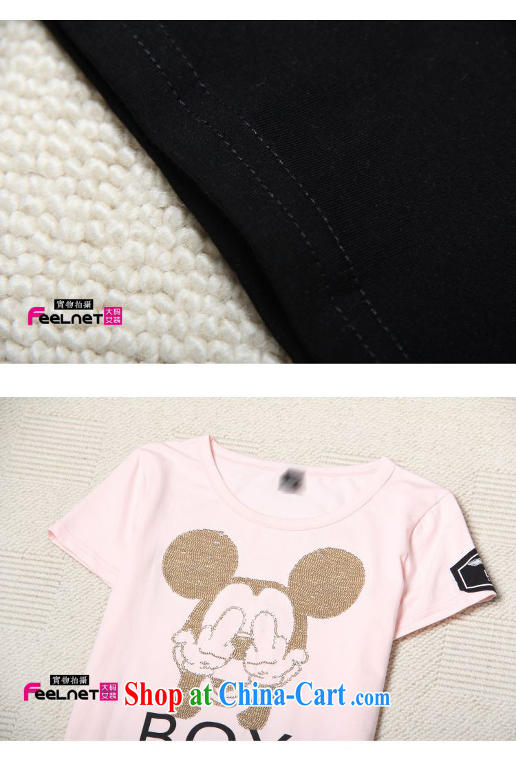 2015 feelnet Korean summer new thick mm larger, generation, cotton long version loose letter short-sleeved T-shirt 2156 black 3 XL pictures, price, brand platters! Elections are good character, the national distribution, so why buy now enjoy more preferential! Health