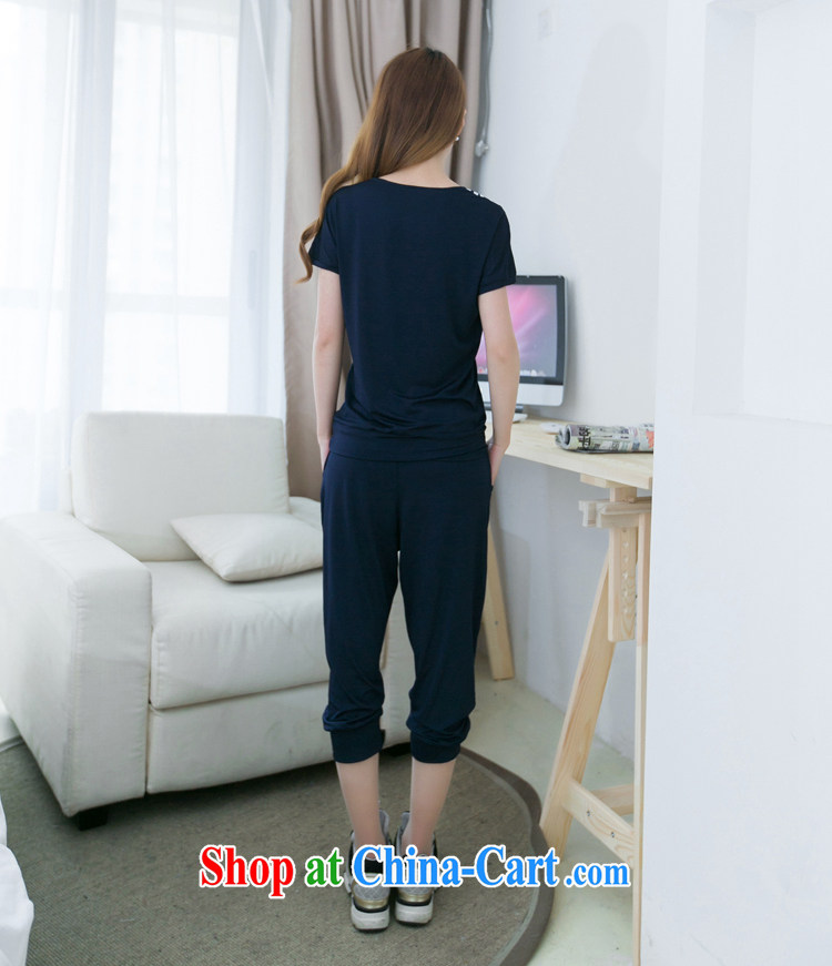 2015 summer edition Korea XL female thick MM short-sleeved video thin 7 pants sport and leisure package deep blue XXXXL pictures, price, brand platters! Elections are good character, the national distribution, so why buy now enjoy more preferential! Health