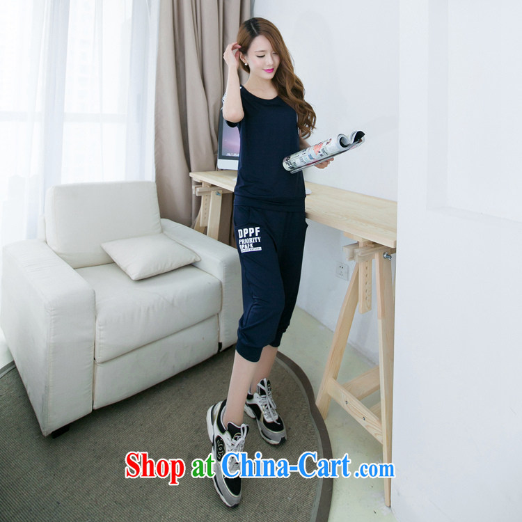 2015 summer edition Korea XL female thick MM short-sleeved video thin 7 pants sport and leisure package deep blue XXXXL pictures, price, brand platters! Elections are good character, the national distribution, so why buy now enjoy more preferential! Health