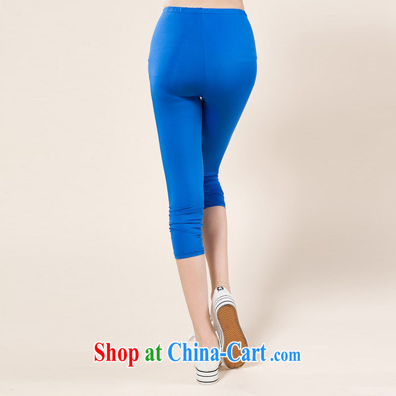 2014 summer thick MM larger women pants solid ground 100 graphics thin stretch ice, candy-colored 7 pants blue XXXXL, Biao (BIAOSHANG), online shopping