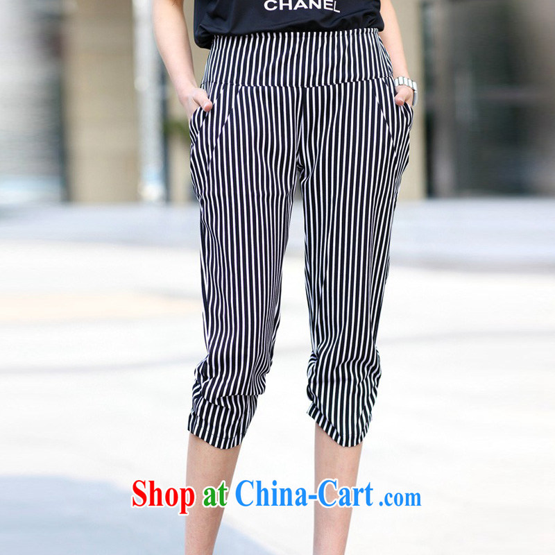 The Code female Korean fashion 100 ground streaks graphics thin, Trouser Press 7 pants girls 2014 streaks XXXL
