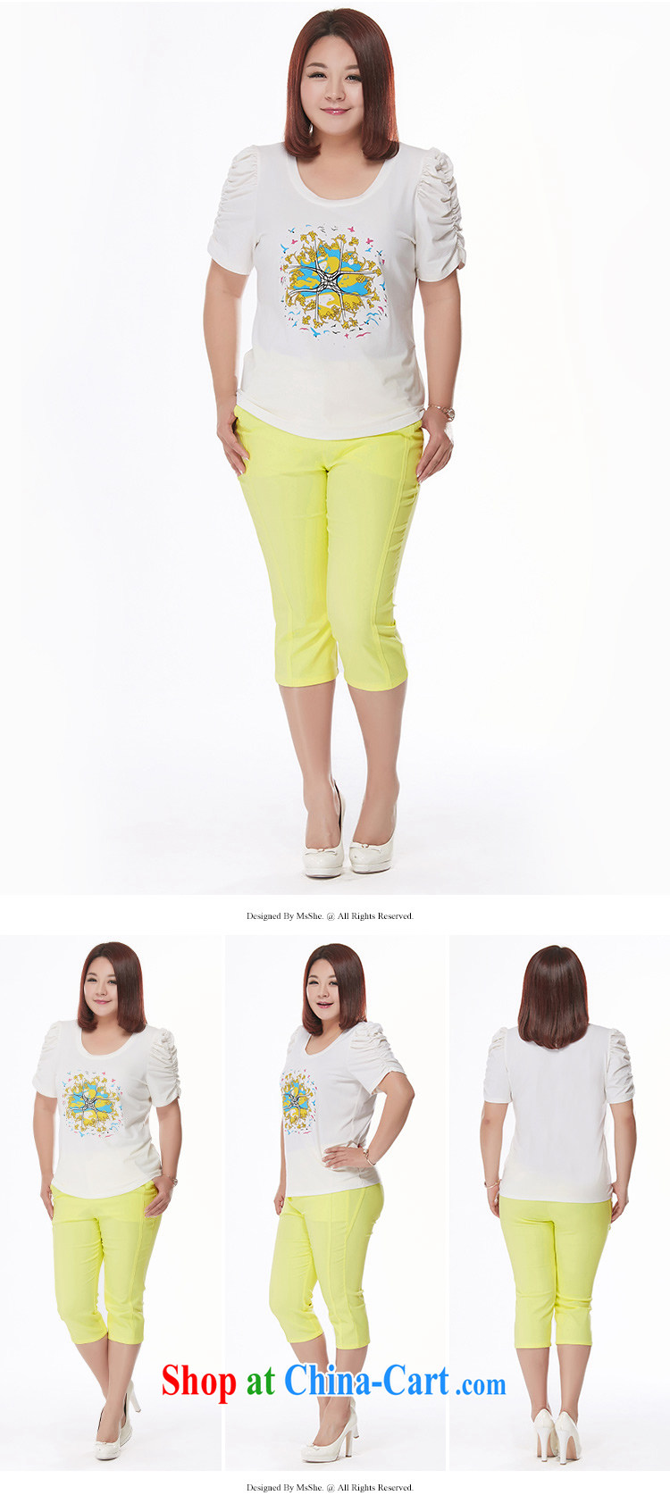 msshe larger female 2014 summer edition won the fat XL women mm thick graphics thin 7 pants clearance 7040 yellow T 5 pictures, price, brand platters! Elections are good character, the national distribution, so why buy now enjoy more preferential! Health