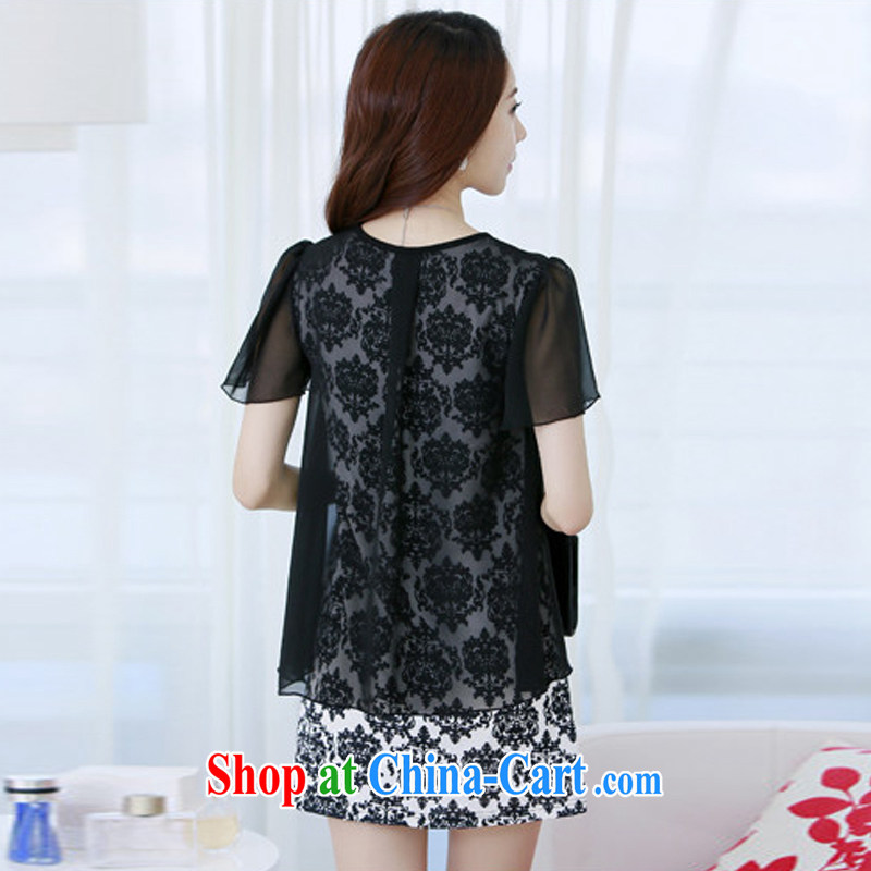 Show radius 2015 spring new Korean video thin beauty is the false Two snow-woven dresses short-sleeved 30,318 black XXXL, RADIUS, and the show, and shopping on the Internet
