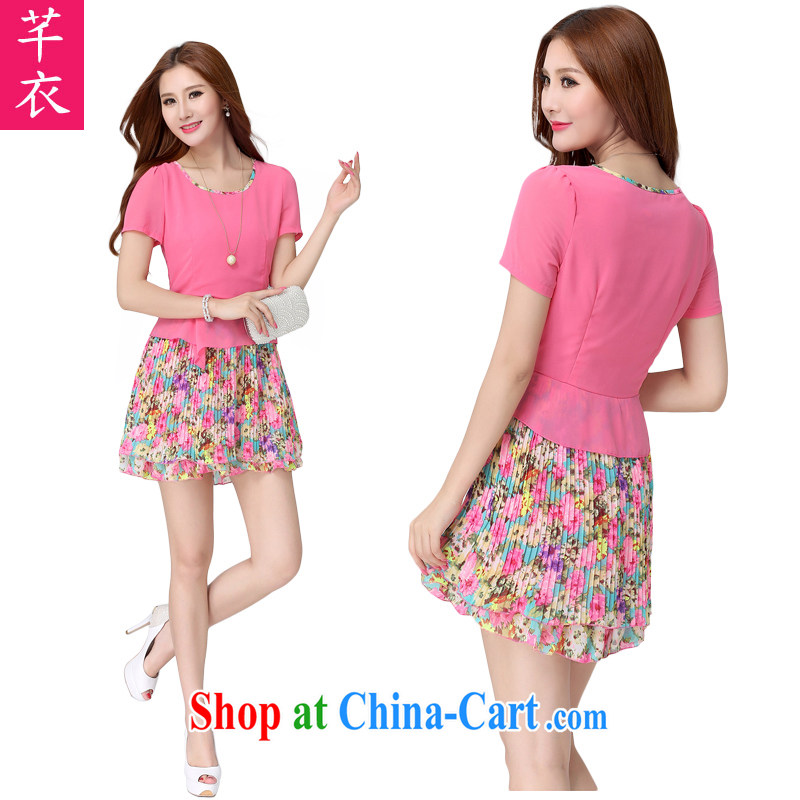 Constitution, and, indeed, women's clothing 2015 summer New floral beach dress thick mmA-organ hem skirts holiday stitching stamp snow woven dresses of red large XL 110 - 125 jack, constitution and clothing, and shopping on the Internet
