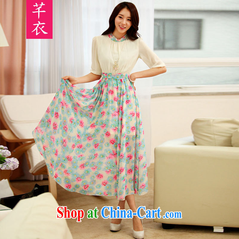 Whether the Code women's clothing 2015 the waist graphics thin floral bohemian beach skirts XL thick sister beach skirts leisure skirt snow woven dresses apricot 4 XL 160 - 175 jack