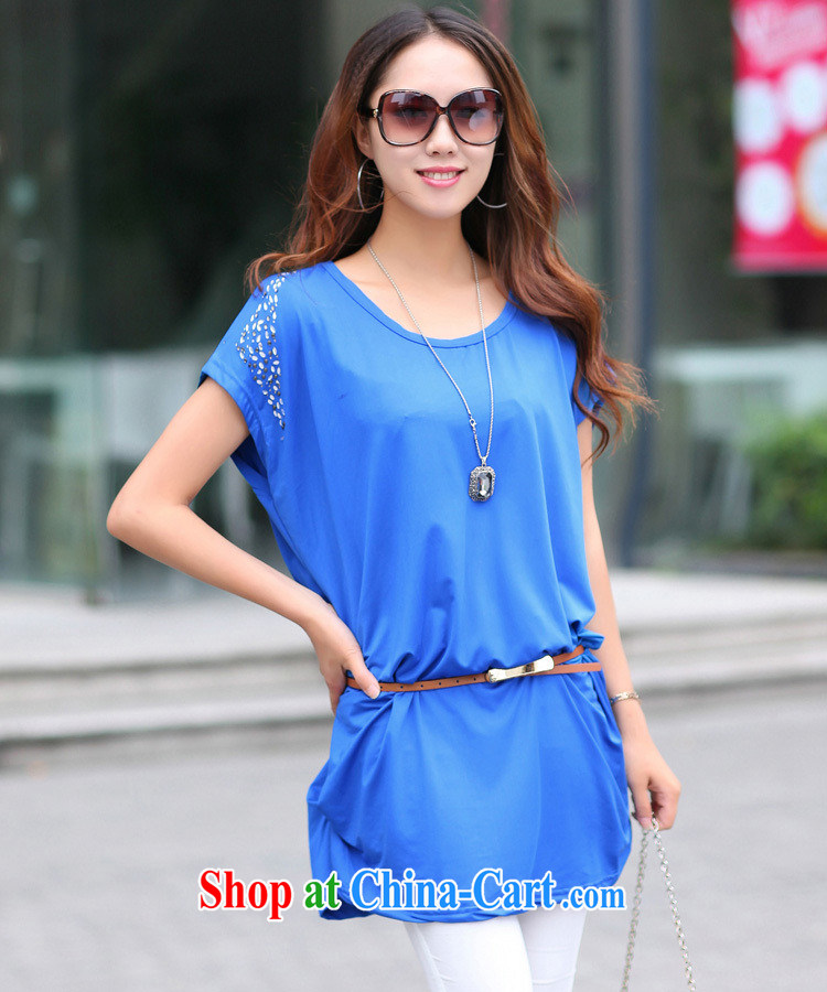2015 summer thick MM XL female graphics thin hot drill ice silk bat sleeves round neck T-shirt short-sleeved half sleeve shirt T deep blue XXXL pictures, price, brand platters! Elections are good character, the national distribution, so why buy now enjoy more preferential! Health