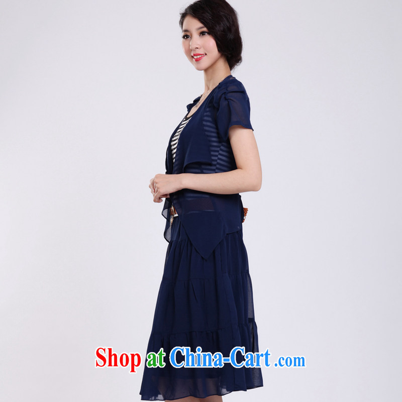 The sheep Yi Library spring 2015 summer new women with larger female snow woven stripes graphics thin large code dresses stylish long skirts female Two-piece Q 06 two-piece blue XXXXXL. The sheep Yi Library, and shopping on the Internet