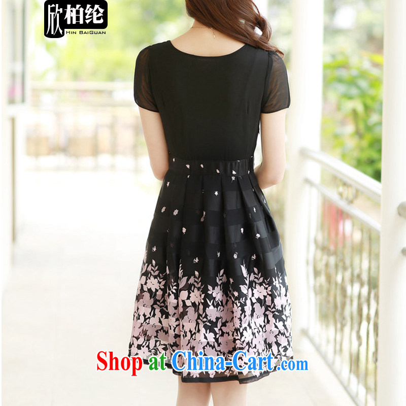 Yan Po Lun 2015 summer new, larger women are seen wearing short-sleeved snow woven floral dress girls N 7037 Black Toner take XXXXL was out of stock, Pak Yan, William, and shopping on the Internet