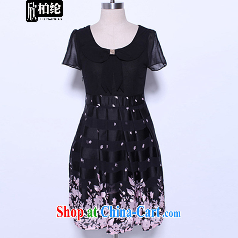 Yan Po Lun 2015 summer new, larger women are seen wearing short-sleeved snow woven floral dress girls N 7037 Black Toner take XXXXL was out of stock, Pak Yan, William, and shopping on the Internet