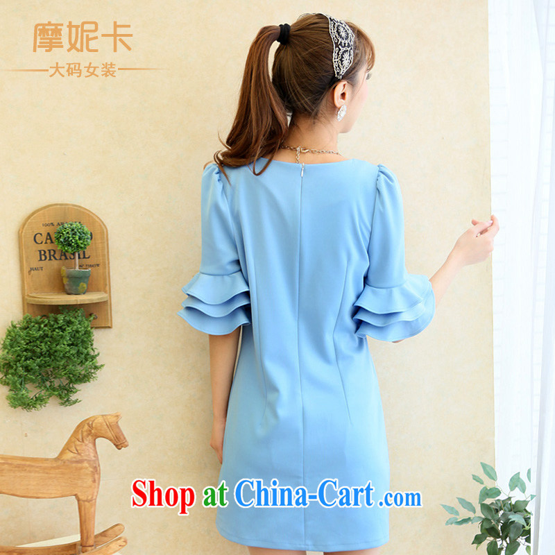 Connie Moses Carter larger female summer new 2014 mm thick summer wear stylish petal sleeve graphics thin even coat skirt light blue XXXXL Moses, Veronica, the Code women's clothing, and shopping on the Internet