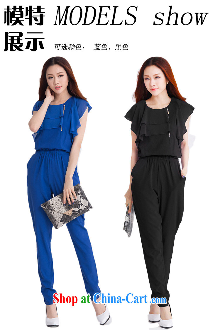 The package-m thick and fat and stylish women's clothing 2015 new summer-elegant OL aura-trousers flouncing short-sleeved-yi long pants blue XL approximately 130 - 145 Jack pictures, price, brand platters! Elections are good character, the national distribution, so why buy now enjoy more preferential! Health