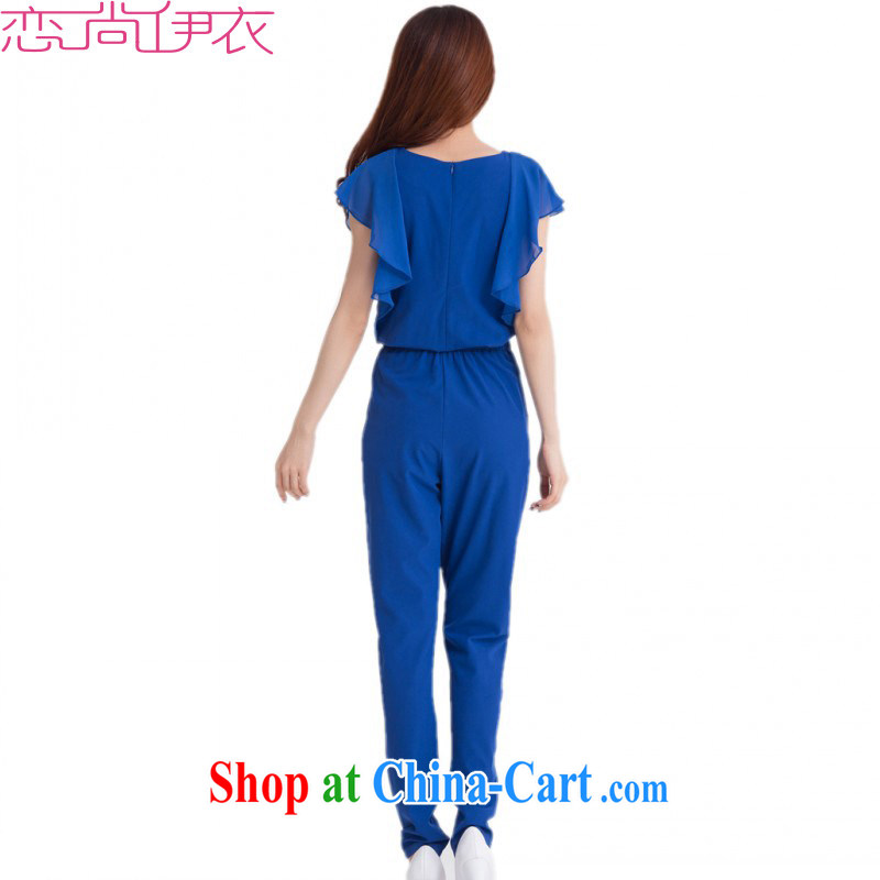 The package on the M is the stylish women's clothing 2015 new summer-elegant OL aura-trousers flouncing short-sleeved clothing and long pants blue XL approximately 130 - 145 jack, land is still the garment, shopping on the Internet