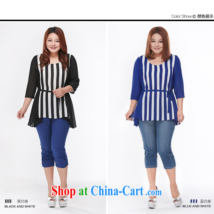 MsShe larger female snow woven shirts 2015 summer new round-collar short-sleeve striped T shirt snow woven shirts T-shirt 7042 black-and-white 5XL pictures, price, brand platters! Elections are good character, the national distribution, so why buy now enjoy more preferential! Health