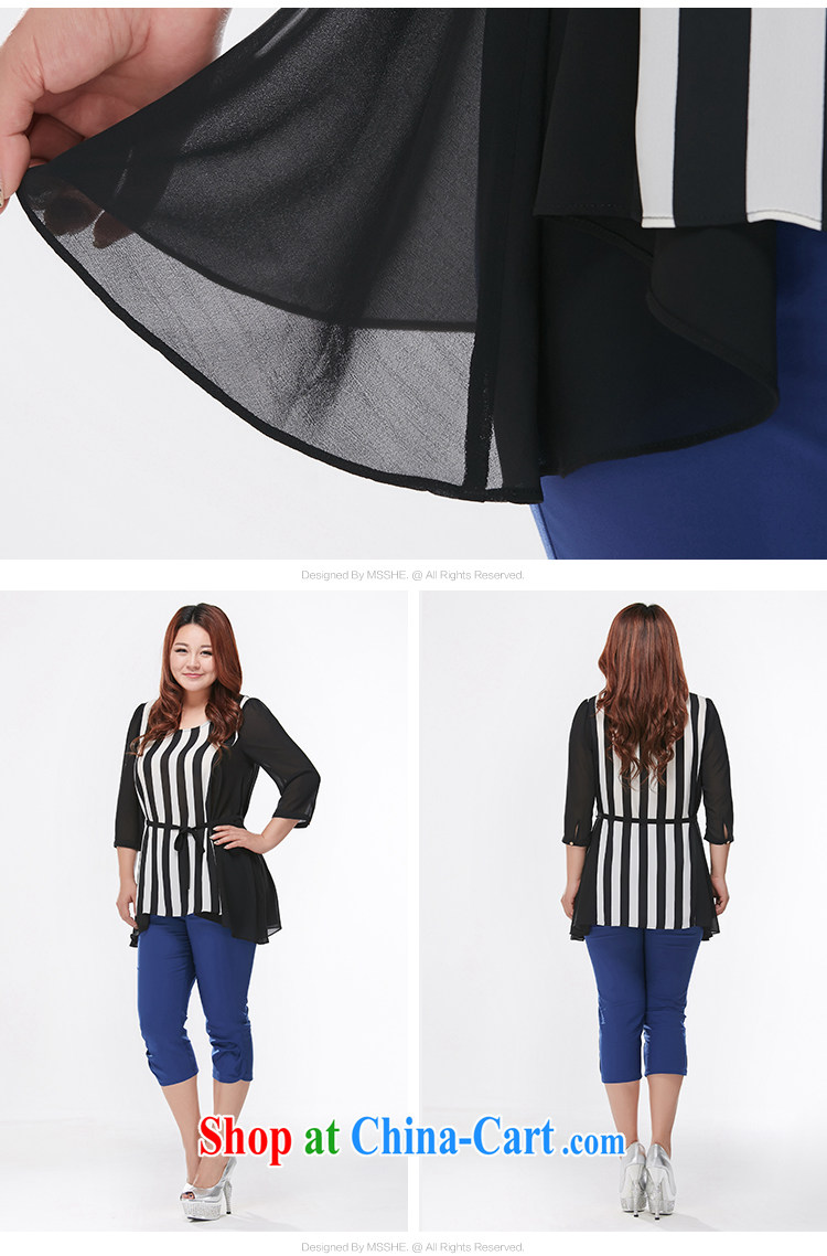 MsShe larger female snow woven shirts 2015 summer new round-collar short-sleeve striped T shirt snow woven shirts T-shirt 7042 black-and-white 5XL pictures, price, brand platters! Elections are good character, the national distribution, so why buy now enjoy more preferential! Health