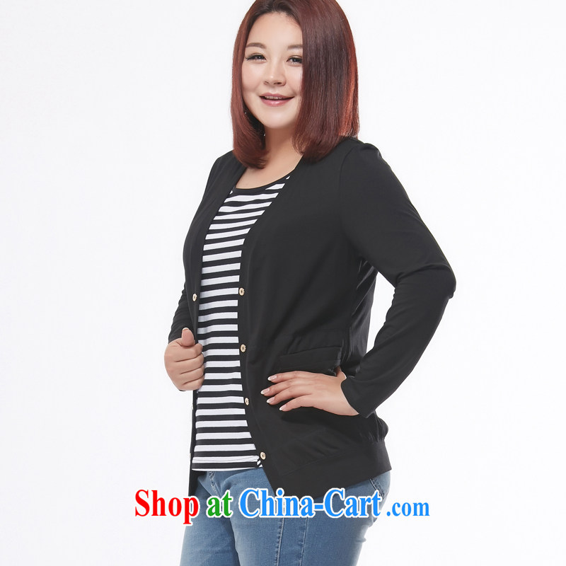 MsShe XL women spring 2015 new Korean style graphics thin beauty cardigan jacket Air Conditioning T-shirt 7127 black 3 XL, Susan Carroll, Ms Elsie Leung Chow (MSSHE), shopping on the Internet