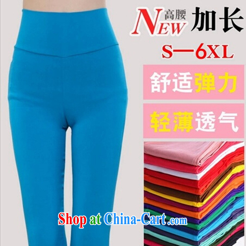 2015 Korean spring and summer new high-waist pants solid castor pants stretch pants large, female, breathable to wear G 522 7810 K blue XXXXL, HNxiaanneng, shopping on the Internet