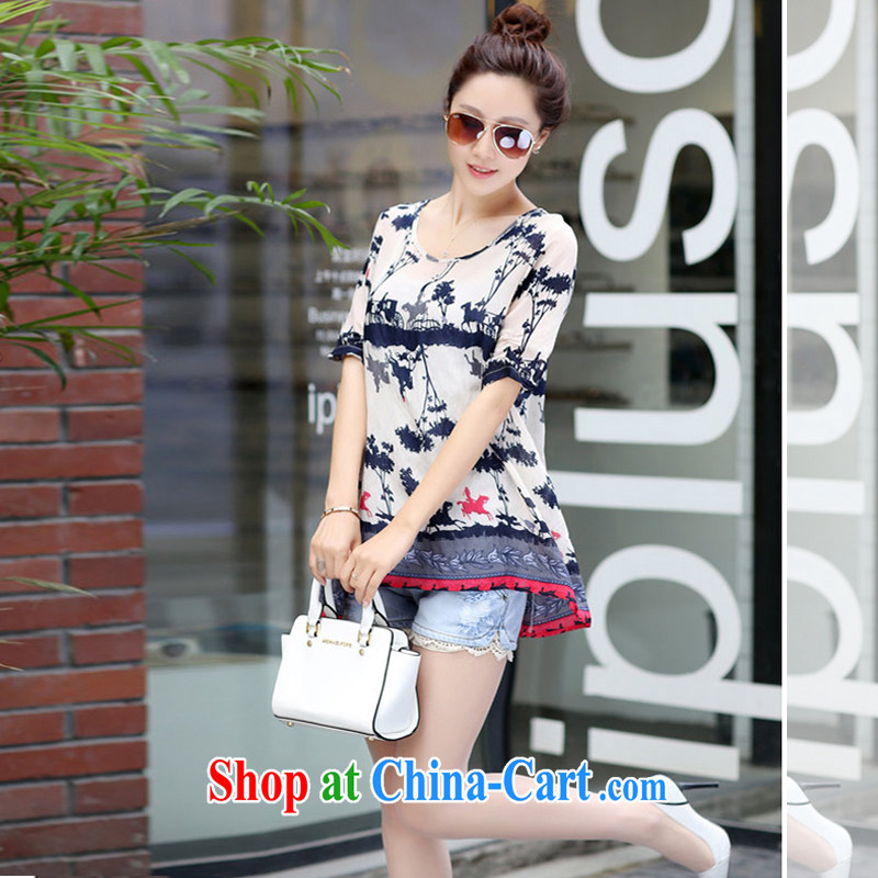central bank, snow stamp snow woven shirts girls Summer Snow T woven shirts large, snow-woven shirts ladies XF 076 m bottom blue XXL, the Central Bank, (yangjinna), the Code women, shopping on the Internet