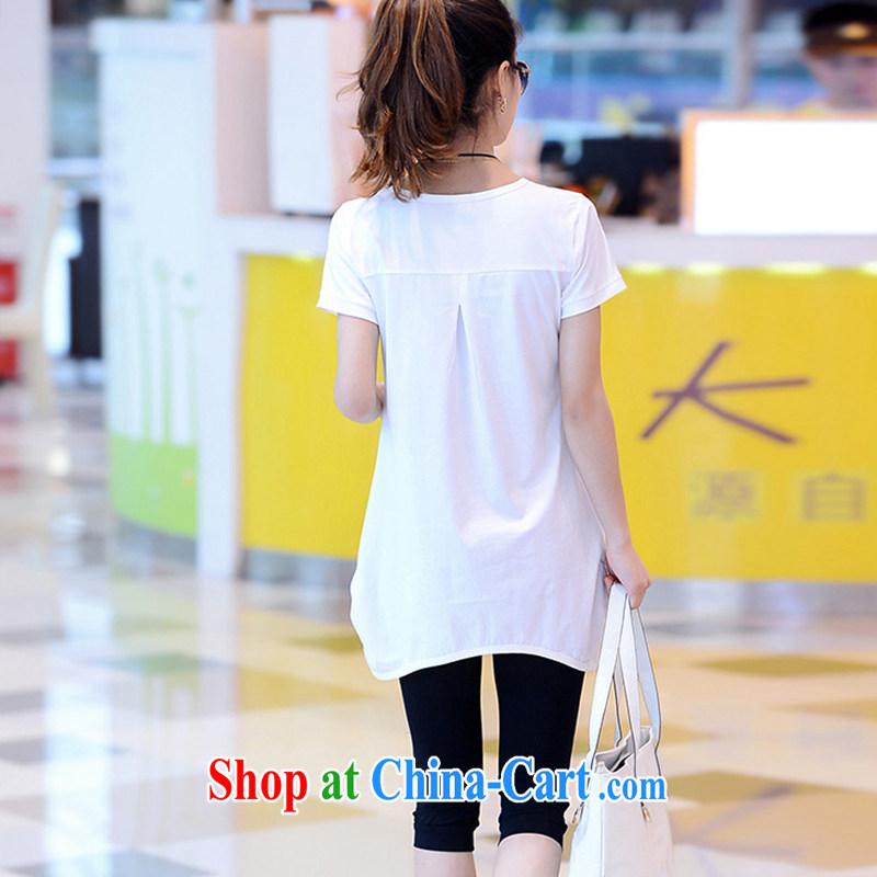 Feng Mya 2014 summer stylish Sports & Leisure loose the Code, long, short-sleeved shirt T Kit 3535 #white XXL, maple, and shopping on the Internet