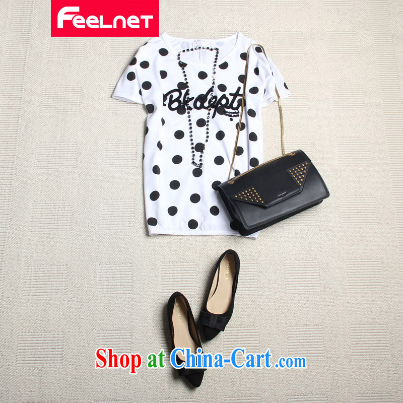 feelnet Korean version 2015 XL girls with thick mm summer New Round little cultivating the code short-sleeved T pension 2179 & Black Large Number 4 XL, FeelNET, shopping on the Internet