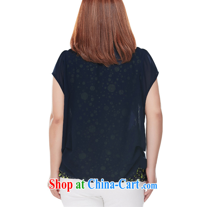 The MsShe indeed XL women 2015 summer new mm thick Korean leave of two short-sleeved round neck T-shirt 7069 blue 3 XL, Susan Carroll, Ms Elsie Leung Chow (MSSHE), online shopping