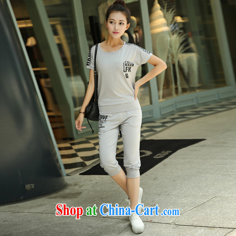 2014 summer is indeed the XL female leisure beauty graphics thin milk, Sports Kit gray XXXXL