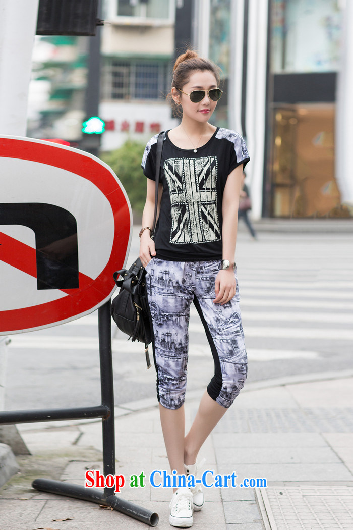 2014 summer edition Korea XL female thick mm round collar Sports Leisure short-sleeved 7 pants Kit gray XXXL pictures, price, brand platters! Elections are good character, the national distribution, so why buy now enjoy more preferential! Health