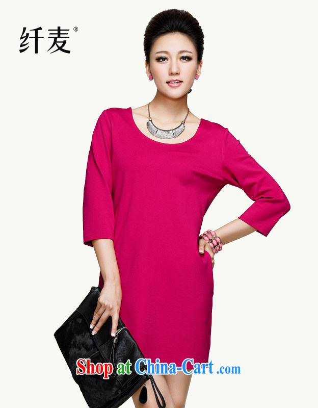 2014 New Slim Mak larger female autumn loaded thick sister commuter Korean dresses video thin 100 ground of 13,560 red 6 XL