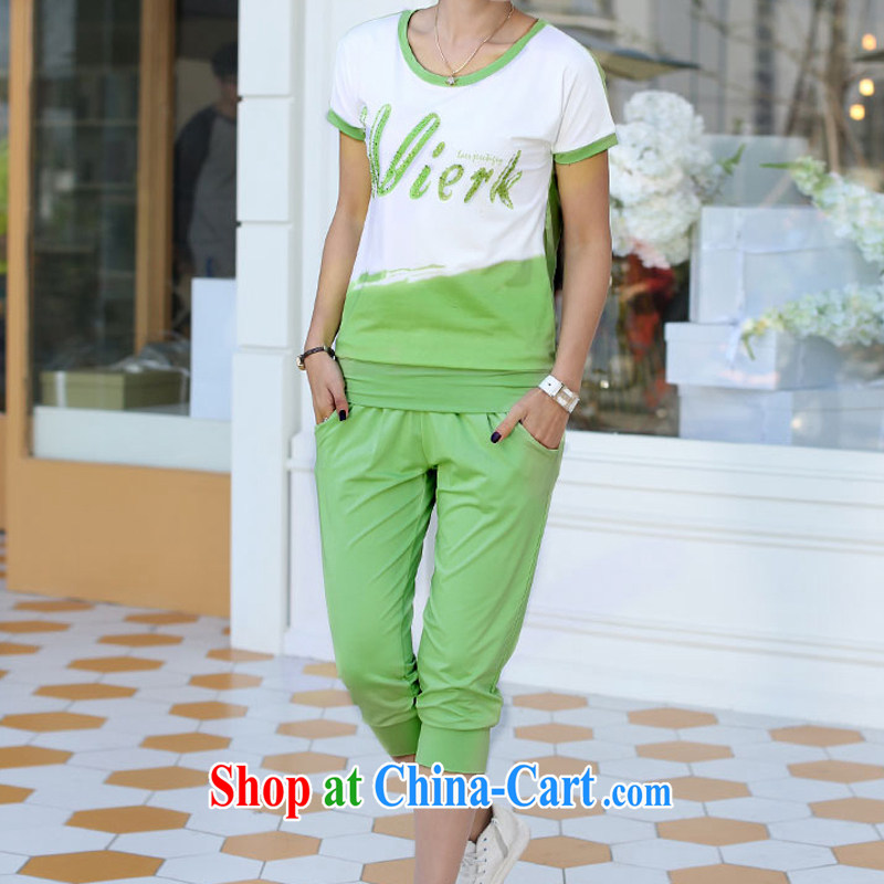 Korea and Hongkong advisory committee 2015 new, larger female and indeed increase T-shirt bat sleeves sport and leisure 7 Trouser press kit female Two-piece 9908 green 5 XL, Korea, Hongkong, Advisory Committee, and the shopping