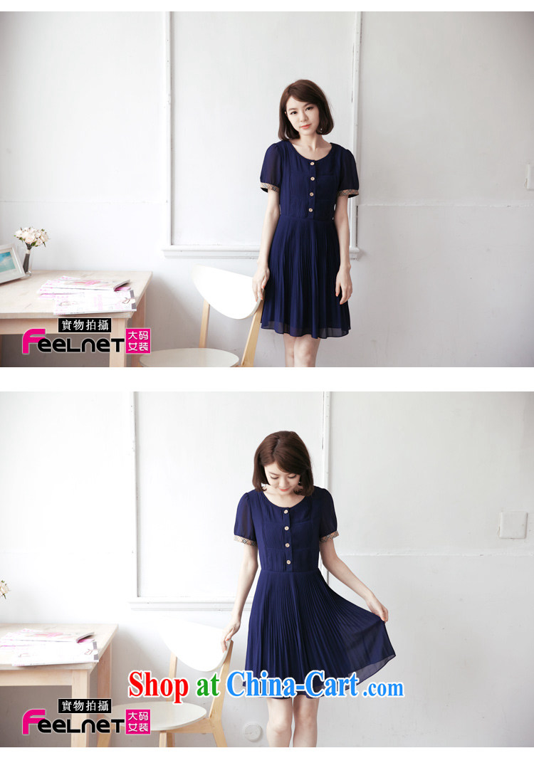 feelnet Korean version XL female thick mm summer new, short-sleeve 100% high waist snow woven dresses 1439 large blue code 6 XL pictures, price, brand platters! Elections are good character, the national distribution, so why buy now enjoy more preferential! Health