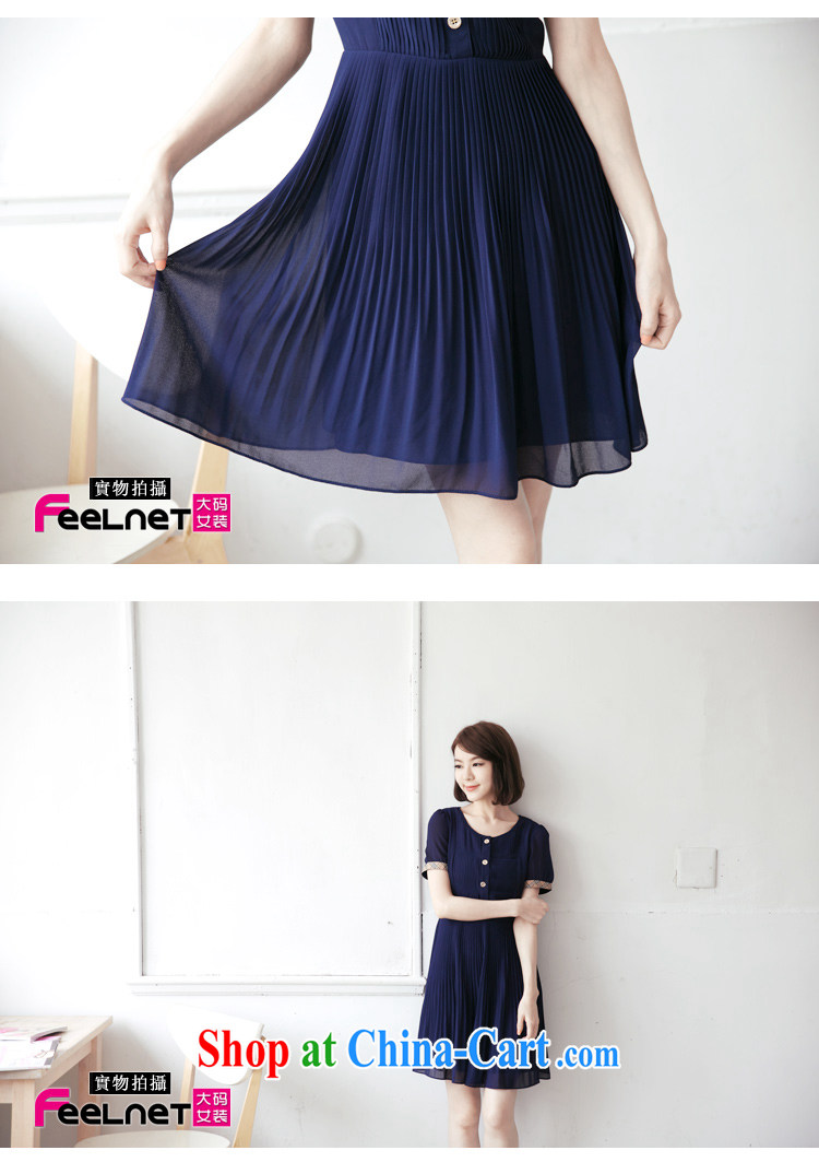 feelnet Korean version XL female thick mm summer new, short-sleeve 100% high waist snow woven dresses 1439 large blue code 6 XL pictures, price, brand platters! Elections are good character, the national distribution, so why buy now enjoy more preferential! Health