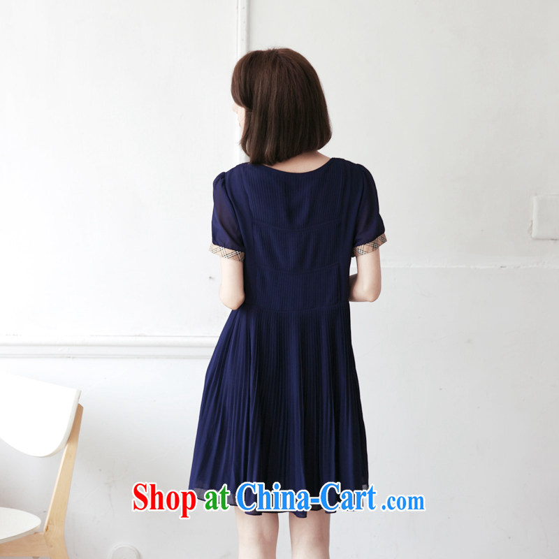 feelnet Korean version XL women mm thick summer new, short-sleeve 100% high waist snow woven dresses 1439 large blue code 6 XL, FeelNET, shopping on the Internet