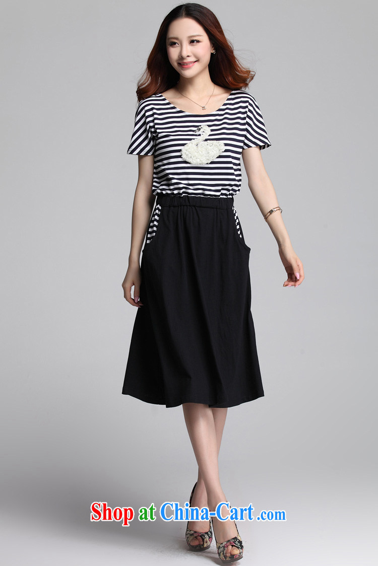 loved the code female summer new striped elastic waist and fat XL thick MM graphics thin short-sleeve double-yi long skirt 3531 black XXXXL pictures, price, brand platters! Elections are good character, the national distribution, so why buy now enjoy more preferential! Health