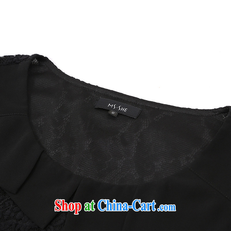 MSSHE XL girls 2014 new Autumn with sweet lace snow woven, long T-shirt, long-sleeved dress shirt 6150 Black - 7 4 XL, Susan Carroll, Ms Elsie Leung Chow (MSSHE), online shopping