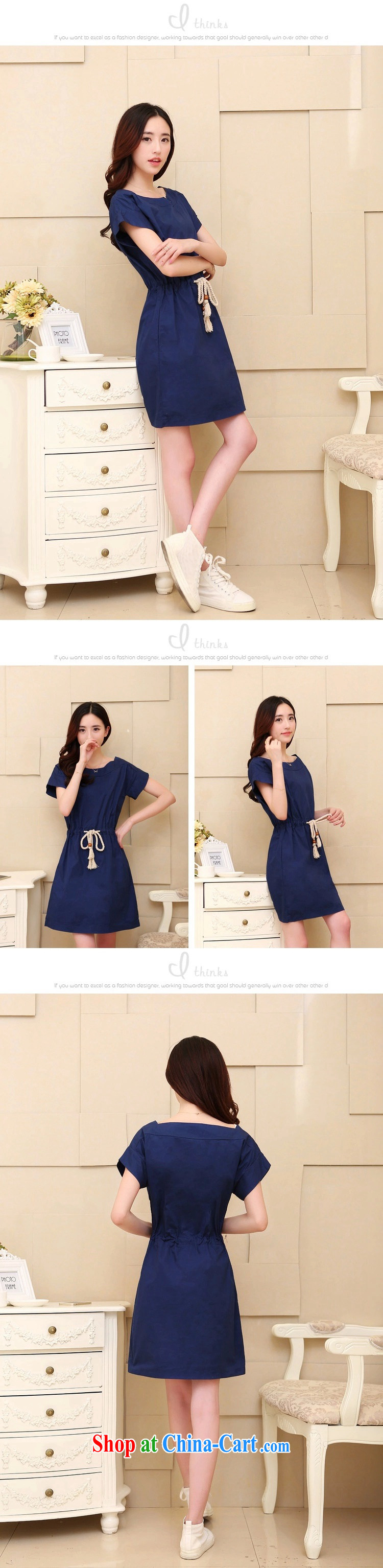 The definition of 2015, Yau Ma Tei cotton dress summer Korean version of the new, the waist skirt the code dress short-sleeved dresses V 9088 dark blue XL pictures, price, brand platters! Elections are good character, the national distribution, so why buy now enjoy more preferential! Health