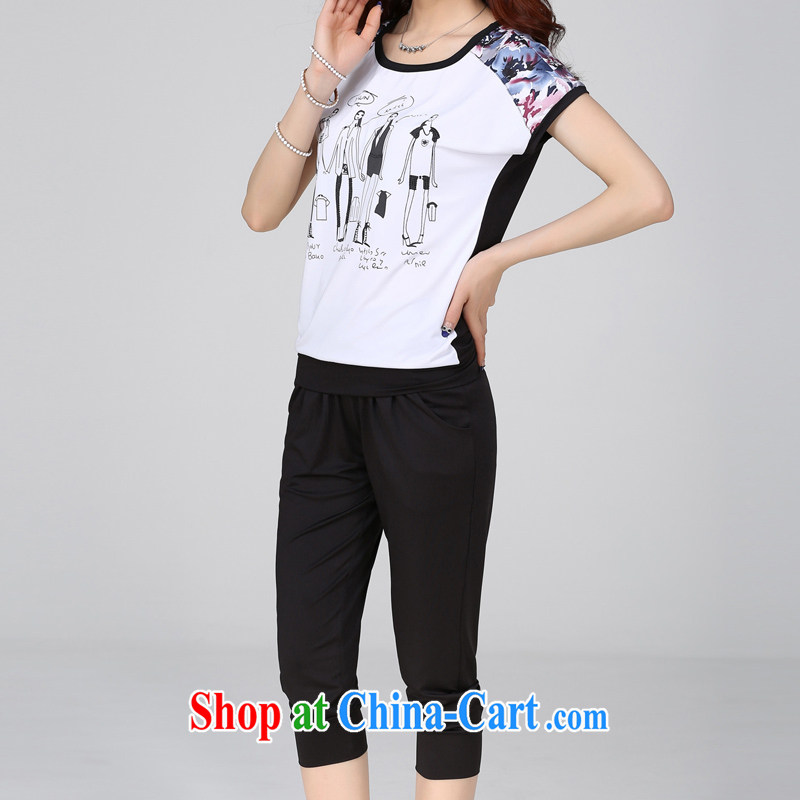 Korea and Hongkong advisory committee 200 Jack large, female summer mm thick and indeed increase package Sports & Leisure two-piece female bat sleeves T-shirt graphics thin 7 pants 9912 black 5 XL, Korea, Hongkong, advisory committee, and shopping on the Internet
