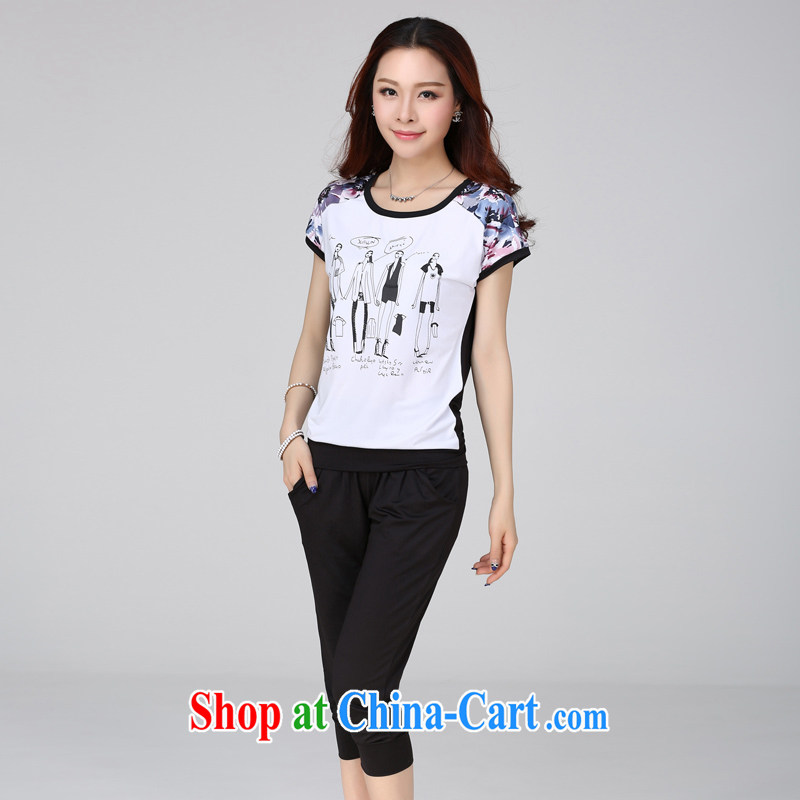 Korea and Hongkong advisory committee 200 Jack large, female summer mm thick and indeed increase package Sports & Leisure two-piece female bat sleeves T-shirt graphics thin 7 pants 9912 black 5 XL, Korea, Hongkong, advisory committee, and shopping on the Internet