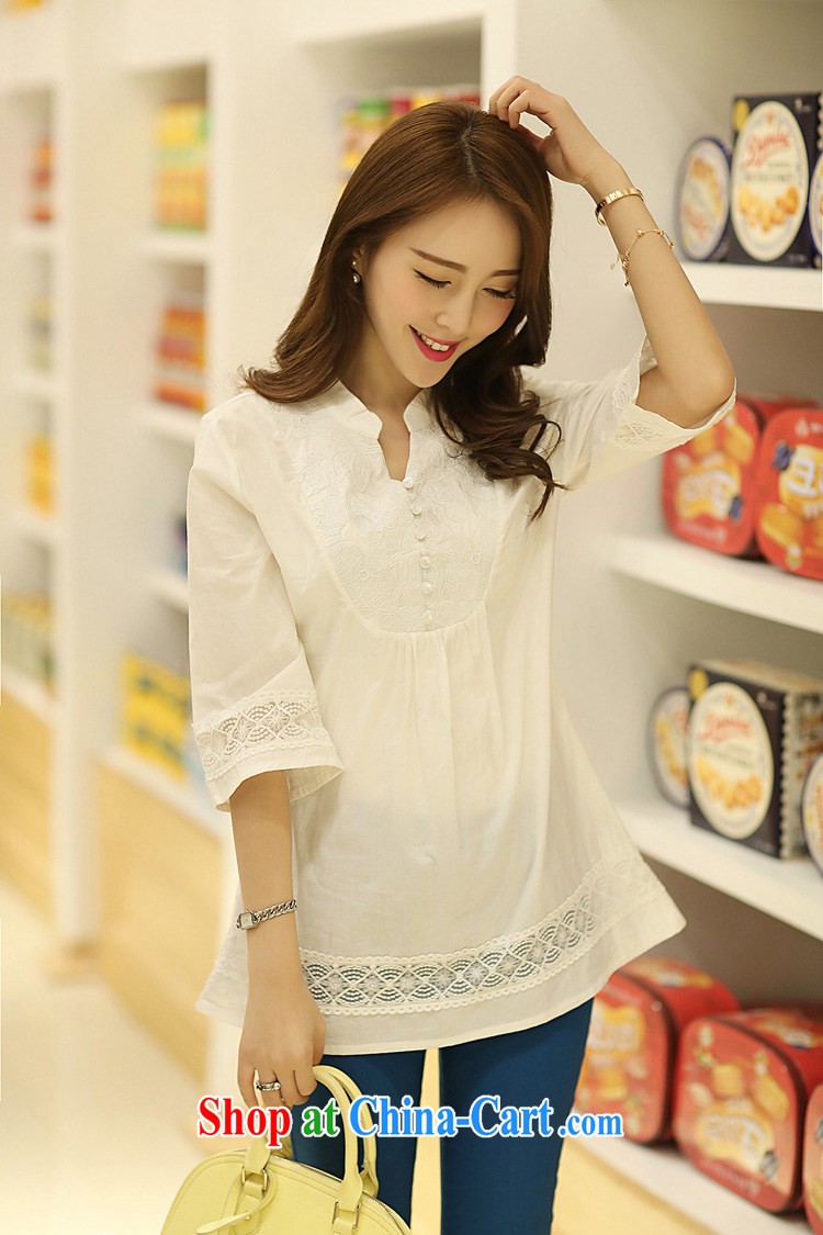 Cheuk-yan Yi Lai film 2015 the Code women's clothing, for retro embroidery loose video thin girl shirt thick MM 100 ground T-shirt B 402 white 2XL pictures, price, brand platters! Elections are good character, the national distribution, so why buy now enjoy more preferential! Health