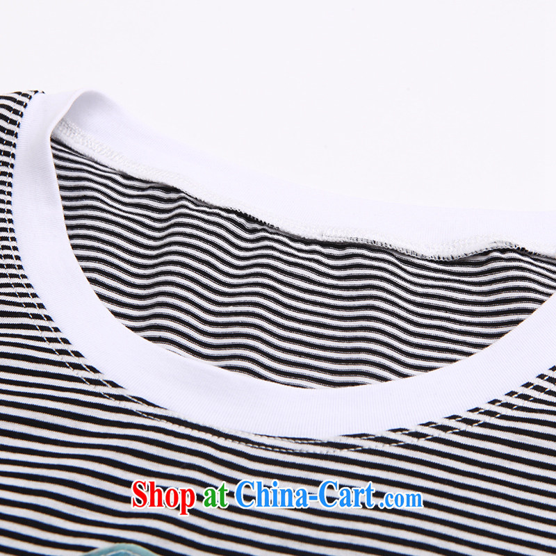 Water with thick mm summer 2014 new products, female Korean fashion stripes graphics thin loose T pension S XB 14 3263 black-and-white (3XL, water itself (SHUIMIAO), online shopping