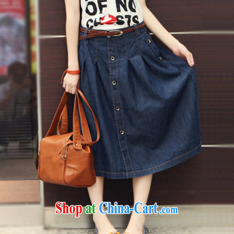 Increase the emphasis on MM summer 2014 the code dress dresses thick sister denim dress 100 hem long body skirt denim blue 3 XL recommendations 170 - 190 jack, the US, on-line shopping