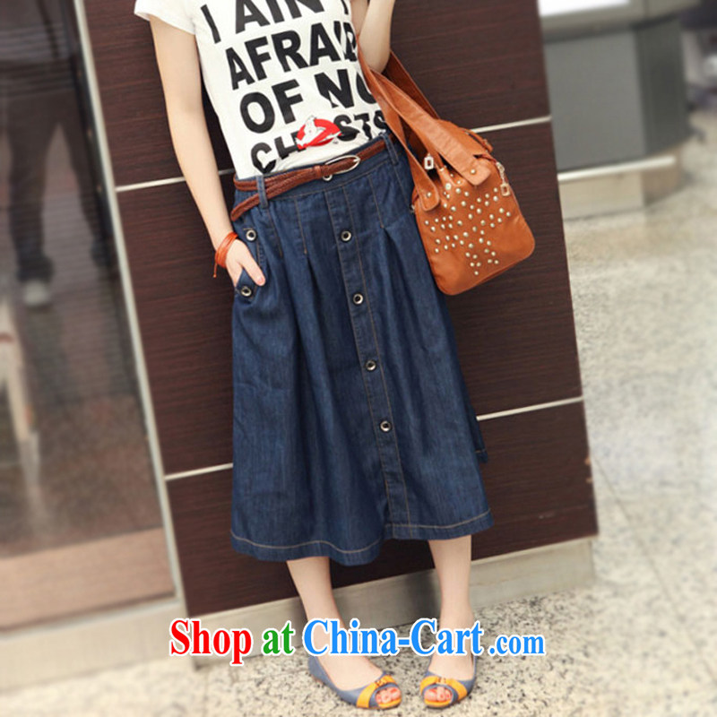 Increase the emphasis on MM summer 2014 the code dress dresses thick sister denim dress 100 hem long body skirt denim blue 3 XL recommendations 170 - 190 jack, the US, on-line shopping