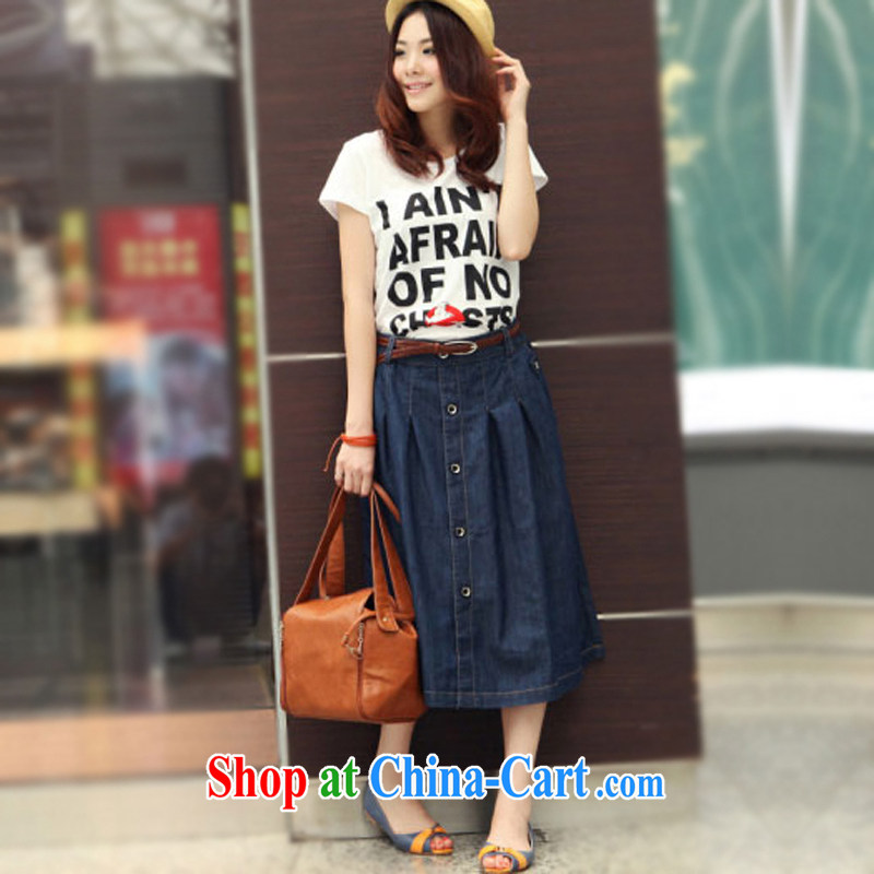 Increase the emphasis on MM summer 2014 the code dress dresses thick sister denim dress 100 hem long body skirt denim blue 3 XL recommendations 170 - 190 jack, the US, on-line shopping