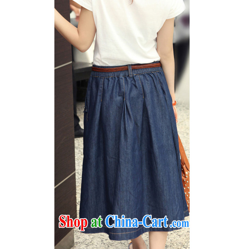 Increase the emphasis on MM summer 2014 the code dress dresses thick sister denim dress 100 hem long body skirt denim blue 3 XL recommendations 170 - 190 jack, the US, on-line shopping