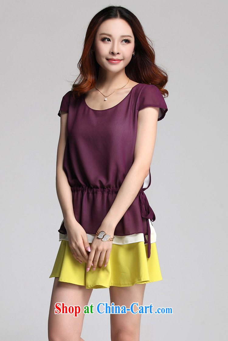 Loved Korean relaxed Elasticated waist knocked color snow woven leave of two big, female summer thick, short-sleeved T-shirt T pension3530 Magenta XXXXL pictures, price, brand platters! Elections are good character, the national distribution, so why buy now enjoy more preferential! Health