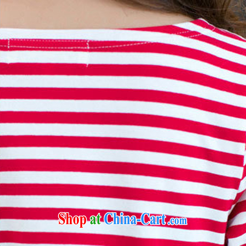 Modern idea new striped cotton package thick MM may pass through, T pension tension with 7 pants two piece Combination Leisure package red XXXL Modern, idea, the Code women, online shopping