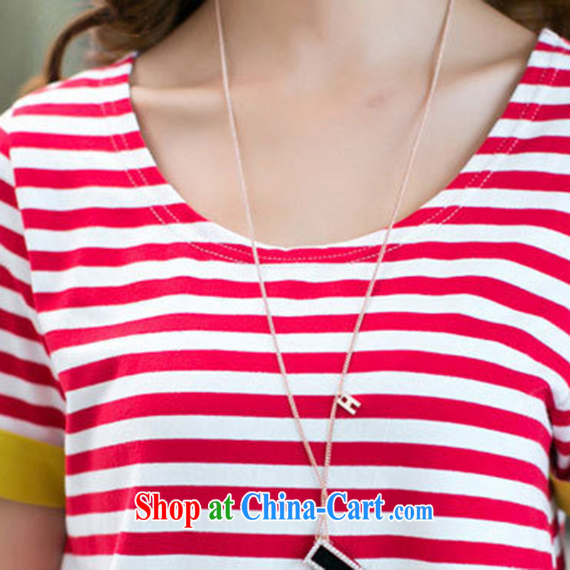 Modern idea new striped cotton package thick MM may pass through, T pension tension with 7 pants two piece Combination Leisure package red XXXL Modern, idea, the Code women, online shopping