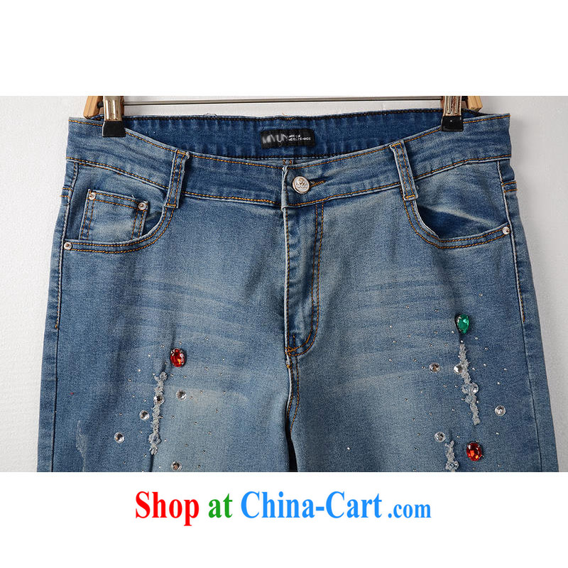 Thin (NOS) summer XL female inserts drilling thin beauty spring tension, high-waist breathable casual jeans M 21,161 blue 38 175 jack, thin (NOS), online shopping